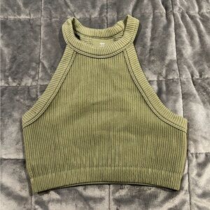 Green Aerie Cropped Ribbed Tank Top